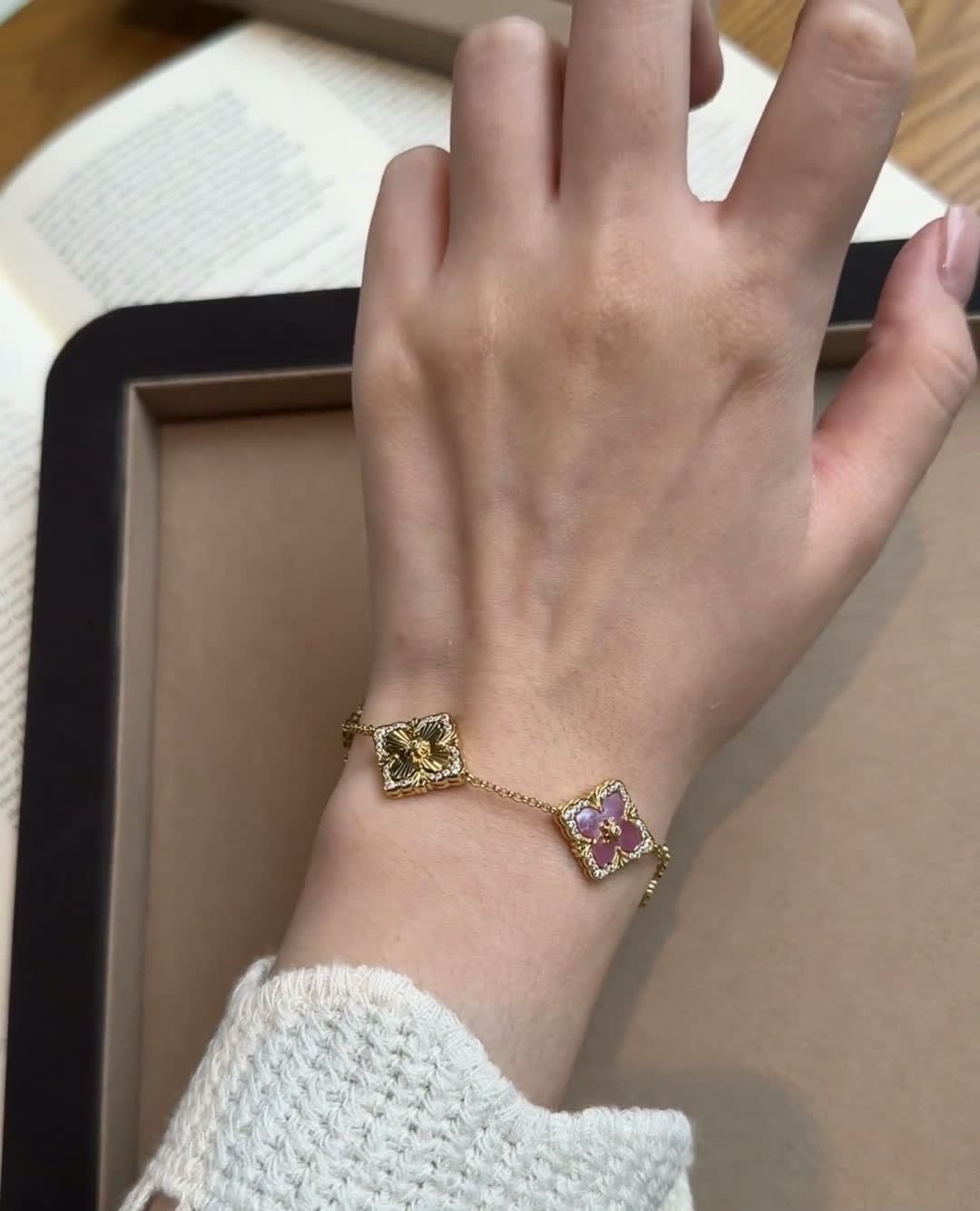 Buccellati Van Cleef & Arpels Alhambra Pink Enamel Bracelet
